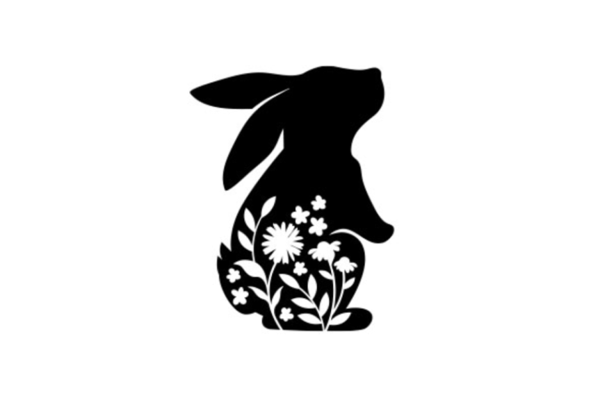 Floral Easter Bunny Silhouette